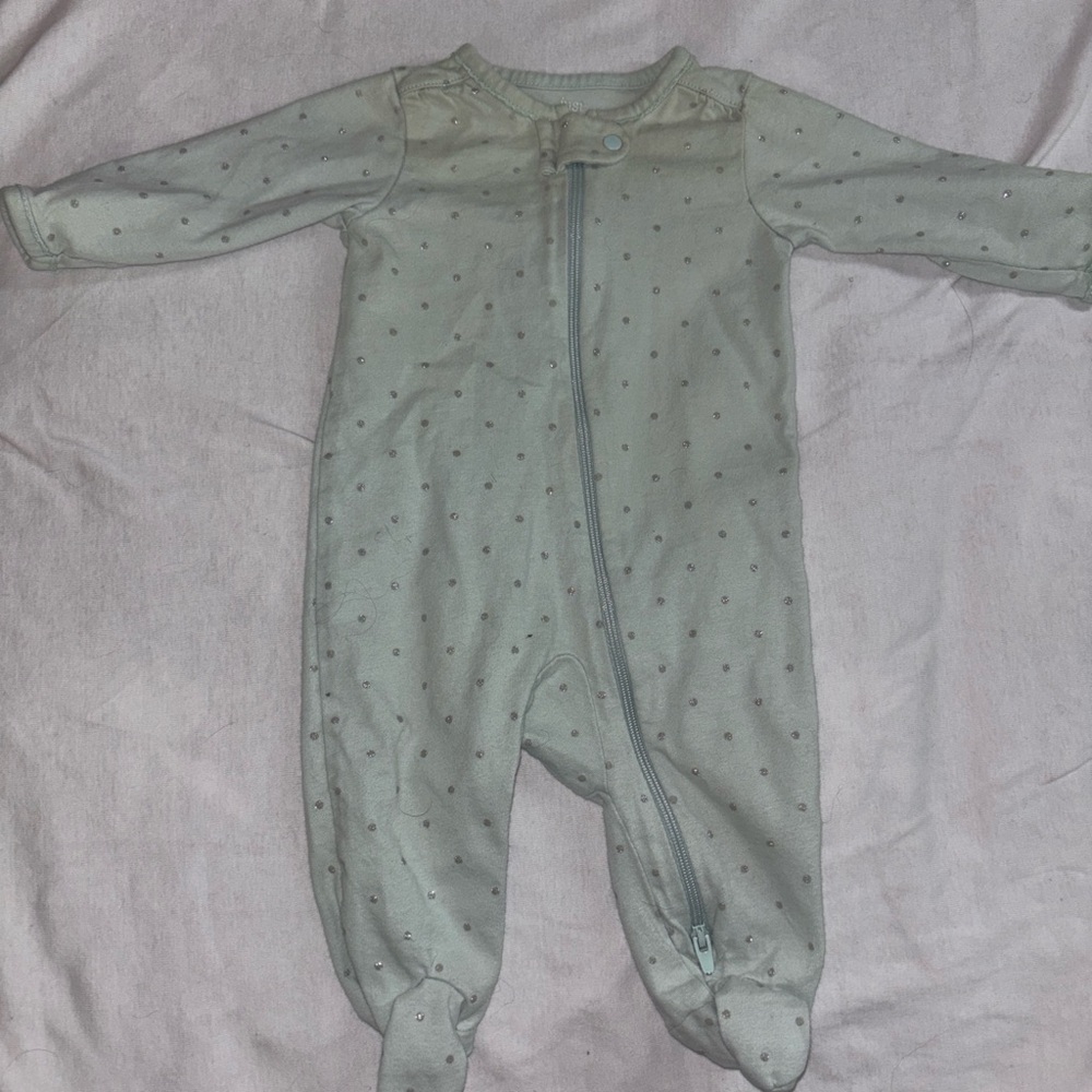 Carter's Light Mint Green Polka Dot One-Piece